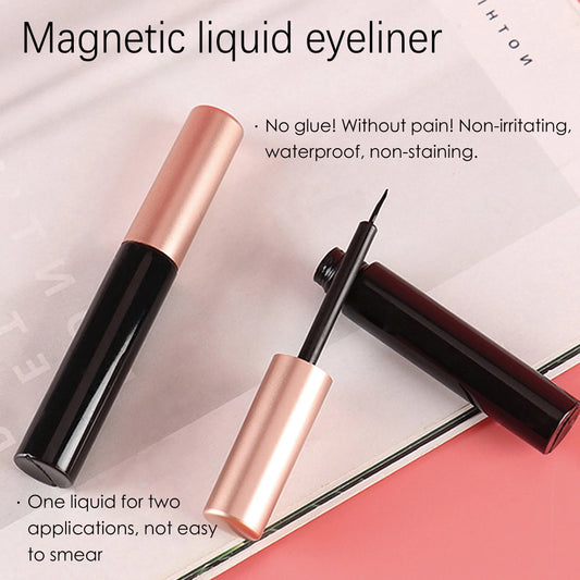 Magnetic False Eyelashes – 5 Rows, Naturally Thick & Curled, 10–15mm with Eyeliner